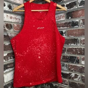YoungLA Vibrant Red Custom Bleach Splatter Gym Workout Tank Top